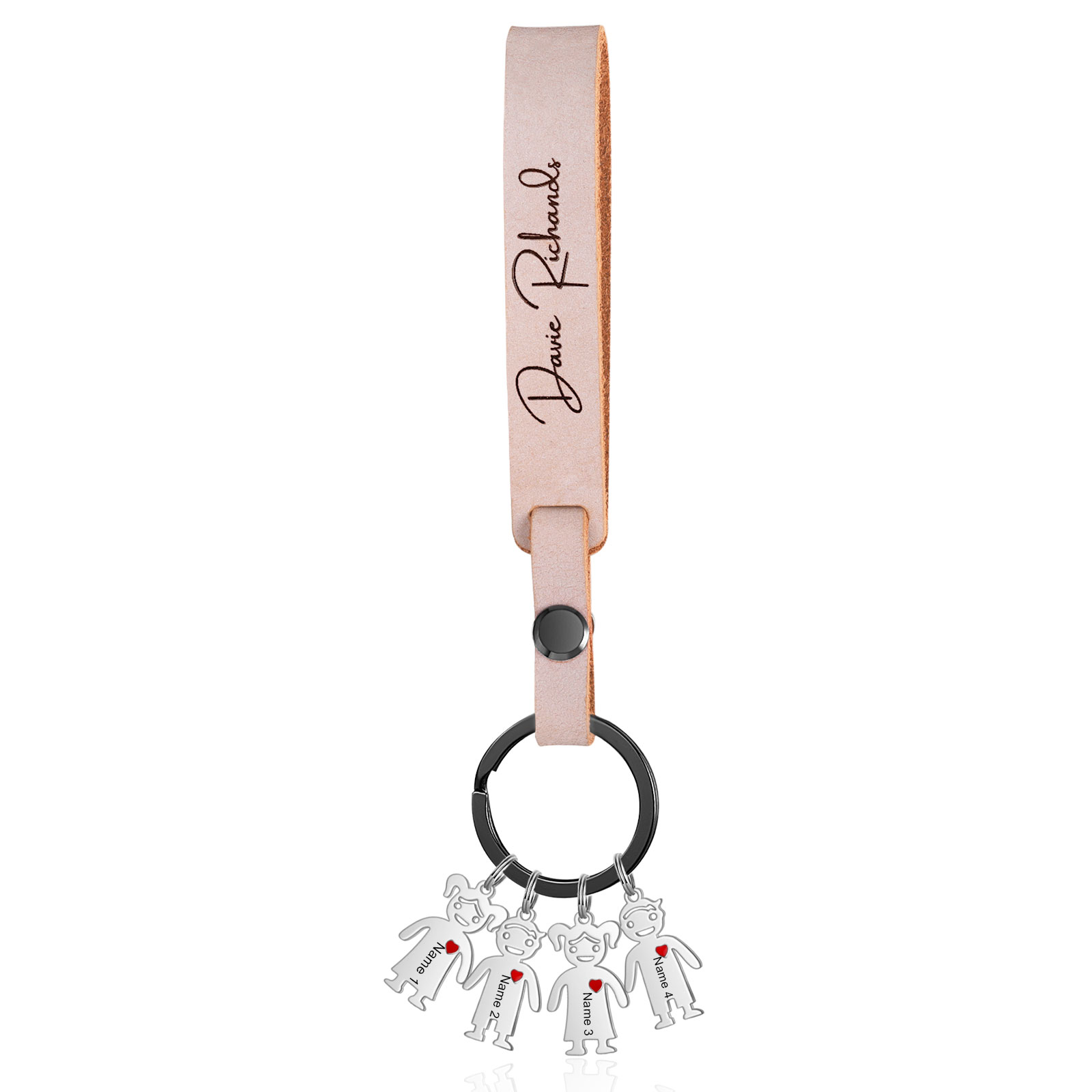 4 Names-personalized Keychain Custom 4 Doll Name and 1 Text Keychain Gift for Nana/ Mum