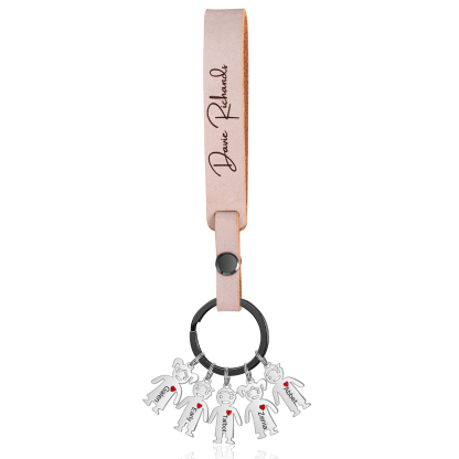 5 Names-personalized Keychain Custom 5 Doll Name and 1 Text Keychain Gift for Nana/ Mum