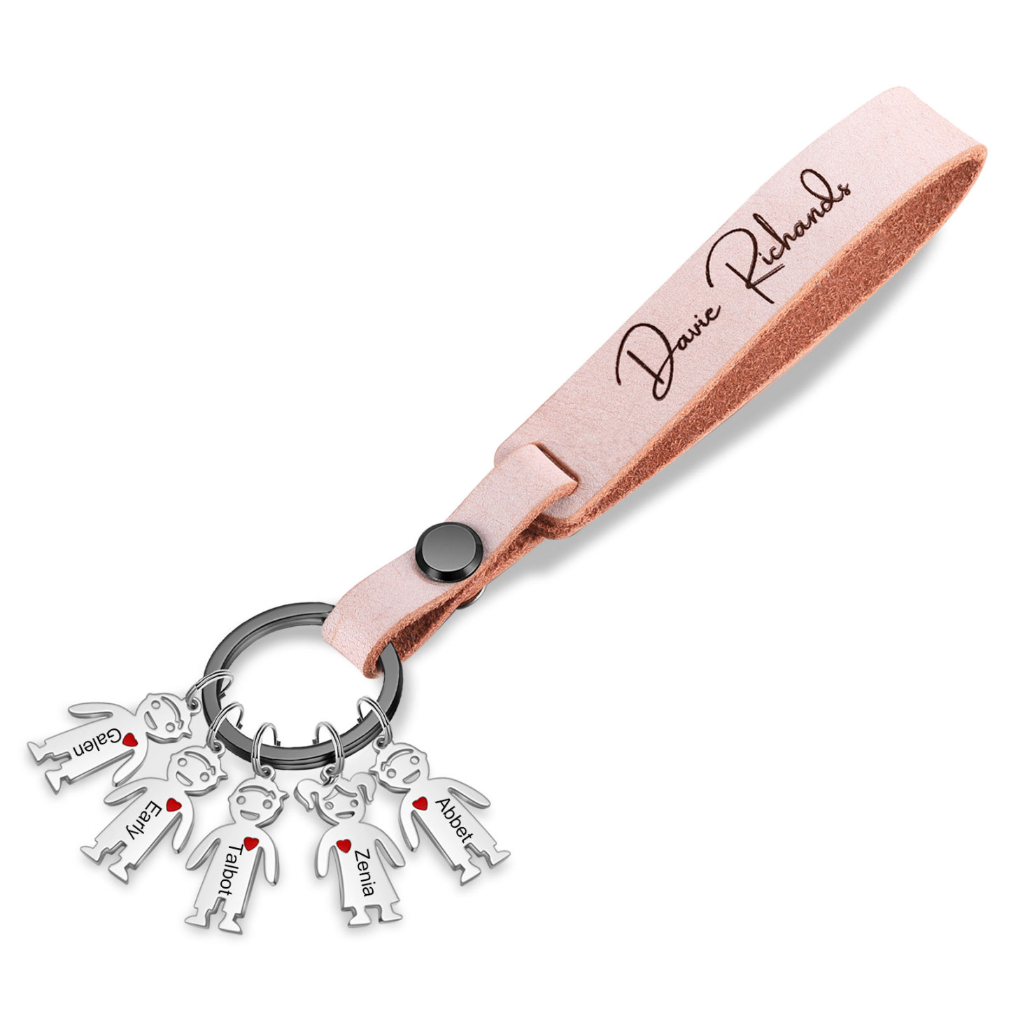 5 Names-personalized Keychain Custom 5 Doll Name and 1 Text Keychain Gift for Nana/ Mum