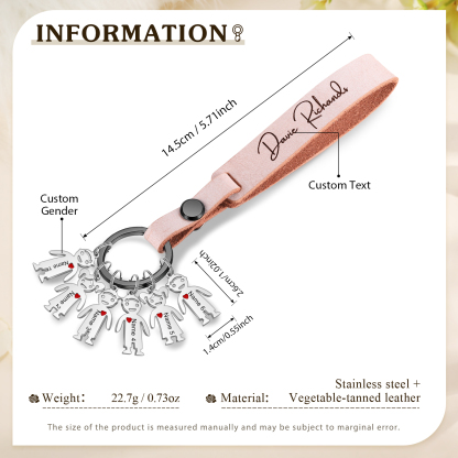 6 Names-personalized Keychain Custom 6 Doll Name and 1 Text Keychain Gift for Nana/ Mum