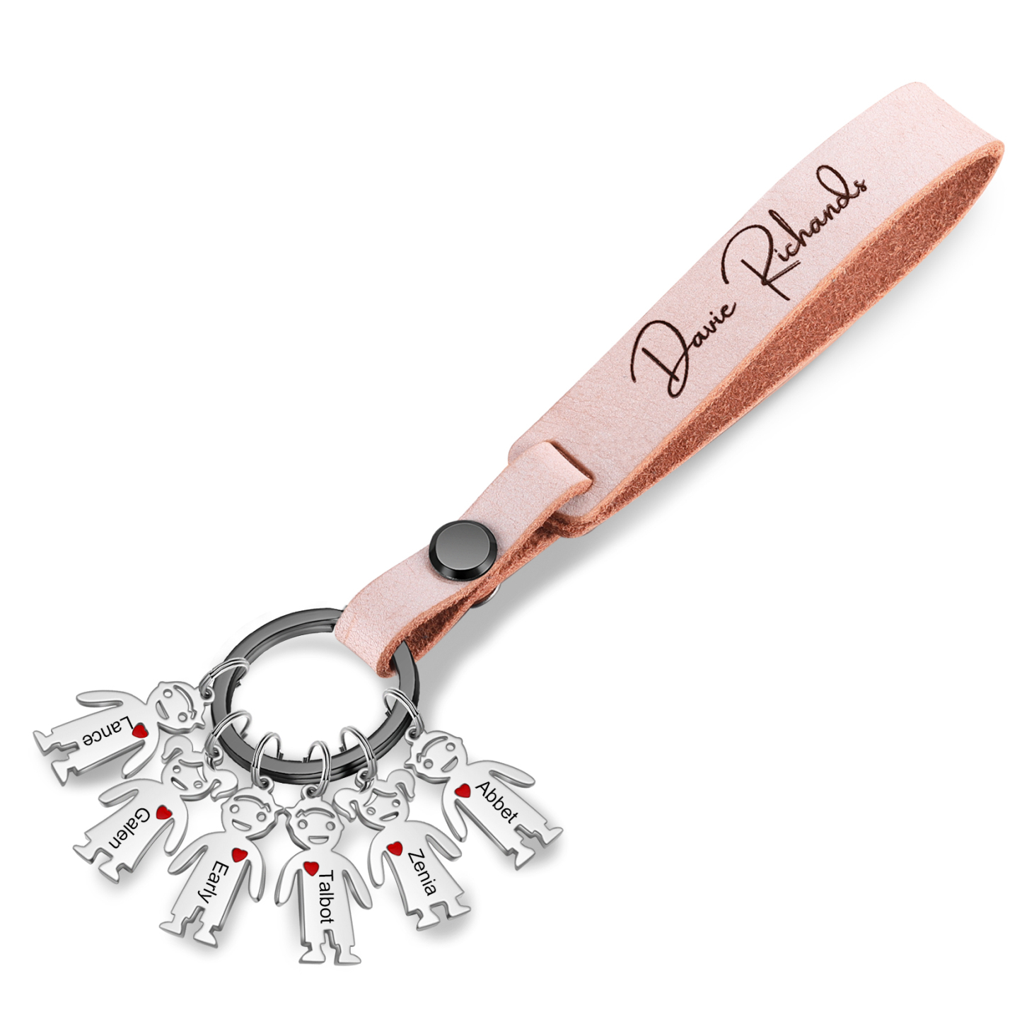 6 Names-personalized Keychain Custom 6 Doll Name and 1 Text Keychain Gift for Nana/ Mum