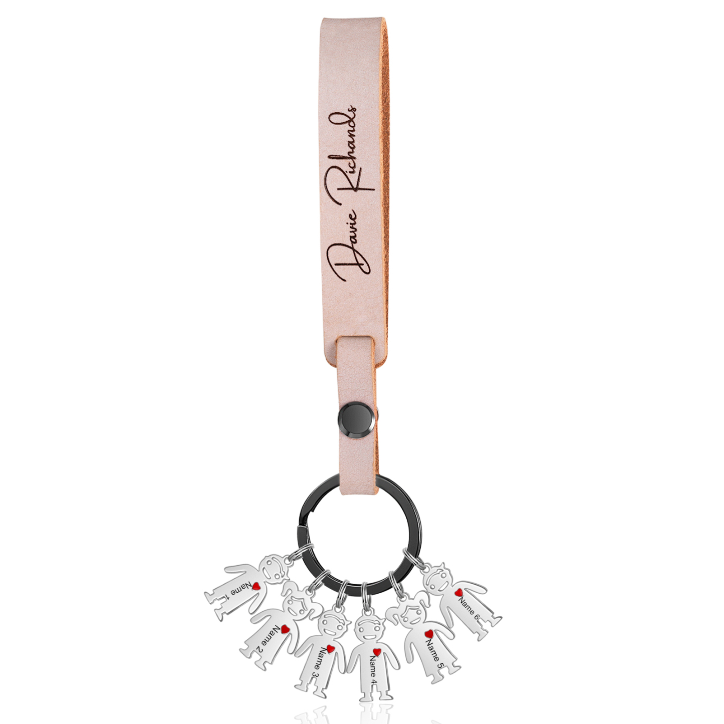 6 Names-personalized Keychain Custom 6 Doll Name and 1 Text Keychain Gift for Nana/ Mum