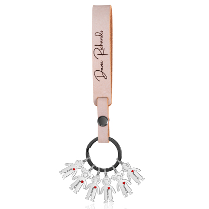 6 Names-personalized Keychain Custom 6 Doll Name and 1 Text Keychain Gift for Nana/ Mum