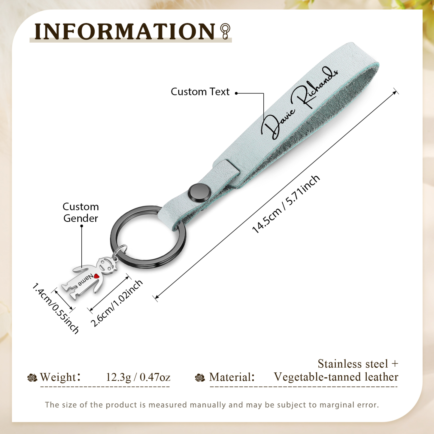 1 Name-personalized Keychain Custom 1 Doll Charm and 1 Text Keychain Gift for Nana and Mum