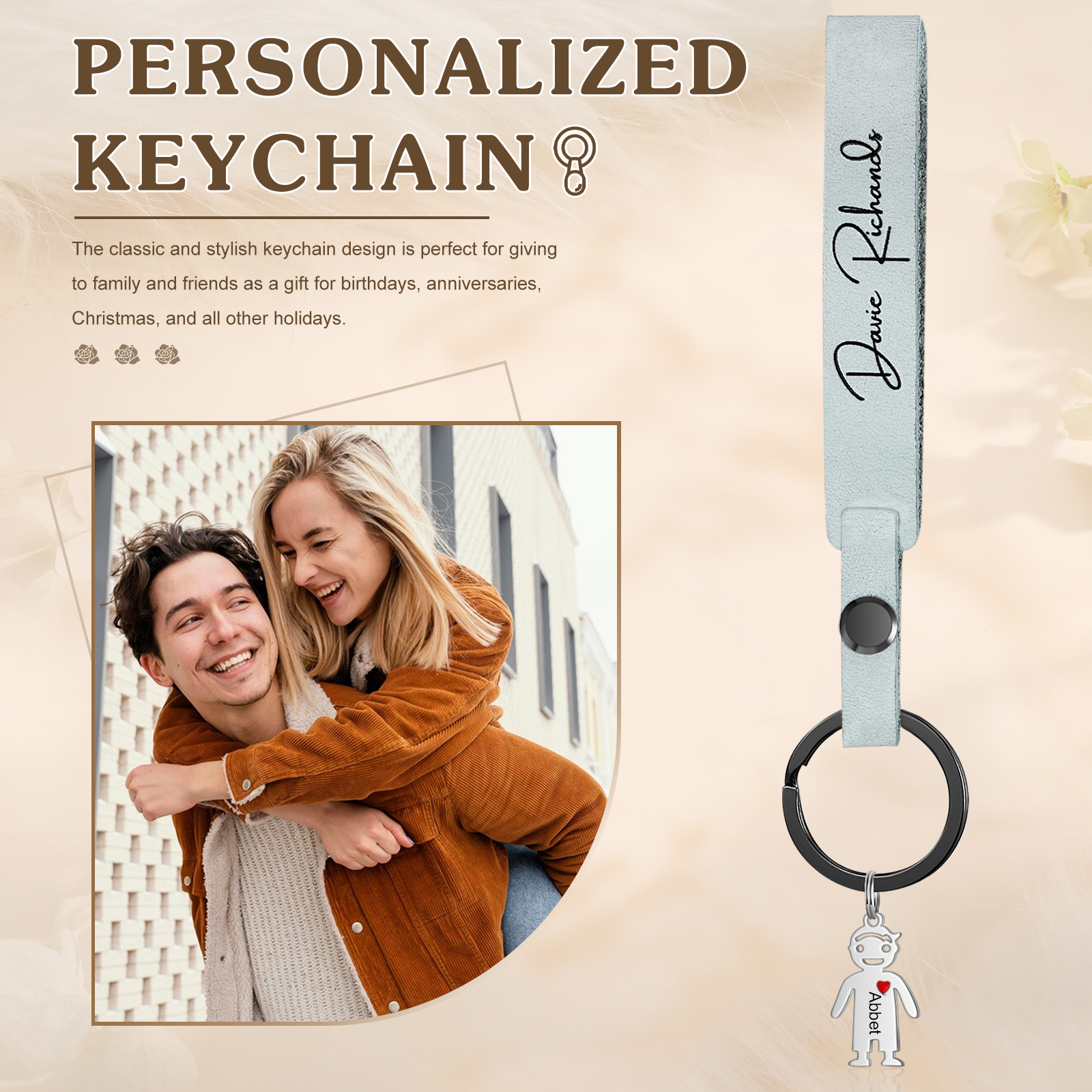 1 Name-personalized Keychain Custom 1 Doll Charm and 1 Text Keychain Gift for Nana and Mum