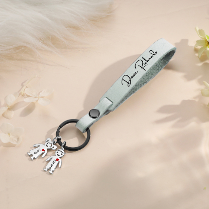 2 Names-personalized Keychain Custom 2 Doll Name and 1 Text Keychain Gift for Nana/ Mum
