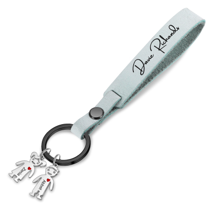 2 Names-personalized Keychain Custom 2 Doll Name and 1 Text Keychain Gift for Nana/ Mum