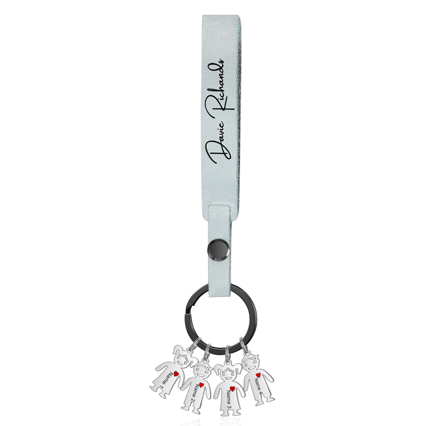 4 Names-personalized Keychain Custom 4 Doll Name and 1 Text Keychain Gift for Nana/ Mum