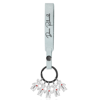 5 Names-personalized Keychain Custom 5 Doll Name and 1 Text Keychain Gift for Nana/ Mum