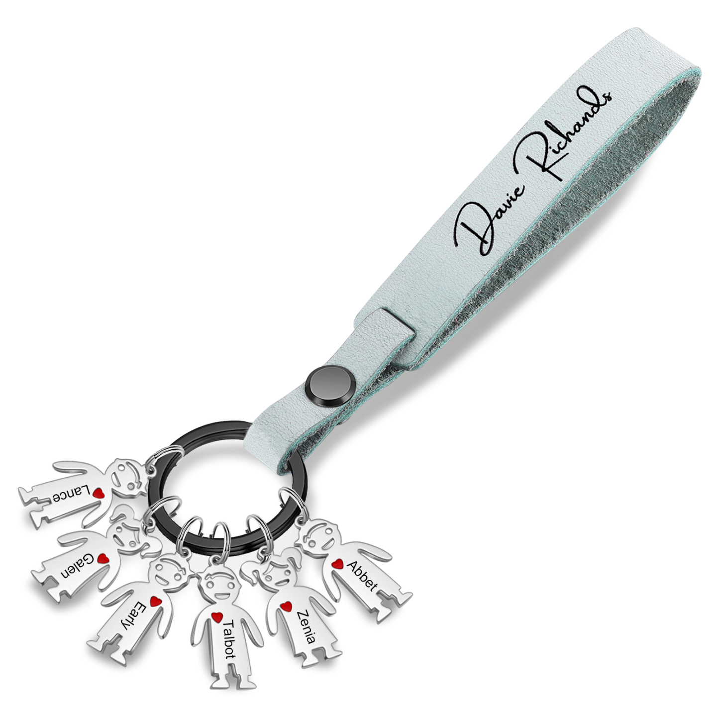 6 Names-personalized Keychain Custom 6 Doll Name and 1 Text Keychain Gift for Nana/ Mum