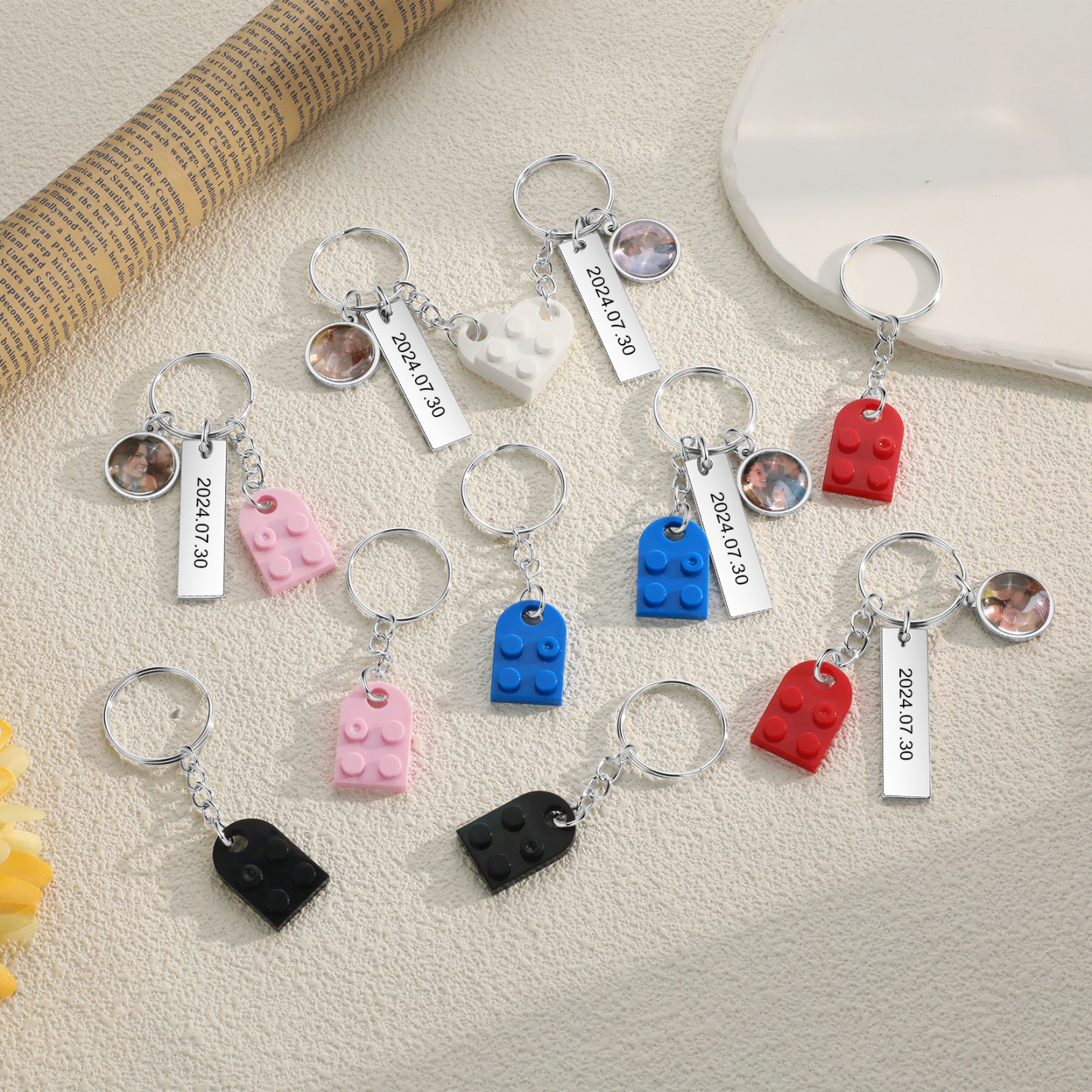 Personalised Heart-Shaped Keychain with Custom Date, Name & Photo - Perfect Gift for Couples | Jessmade