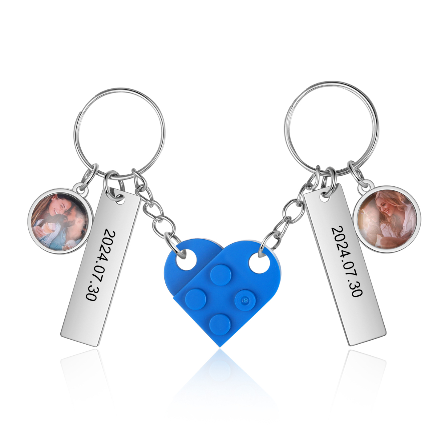 Personalised Couple Keychain Custom Double Heart Keychain with Photos and Dates for Couple | Jessmade