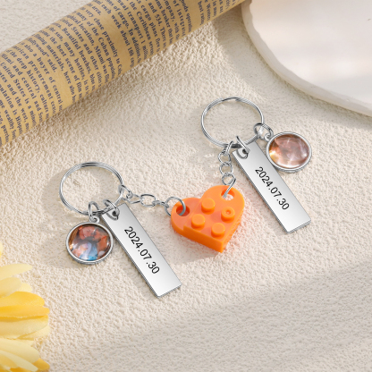 Personalised Couple Keychain Custom Double Heart Keychain with Photos and Dates for Couple | Jessmade