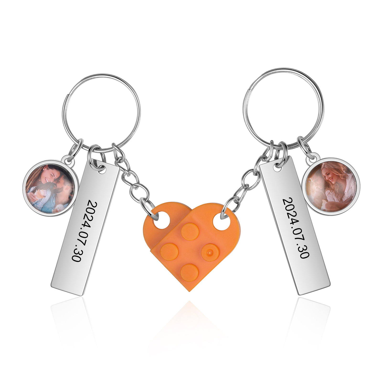 Personalised Couple Keychain Custom Double Heart Keychain with Photos and Dates for Couple | Jessmade