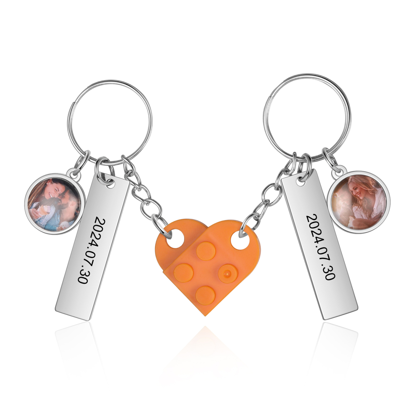 Personalised Couple Keychain Custom Double Heart Keychain with Photos and Dates for Couple | Jessmade
