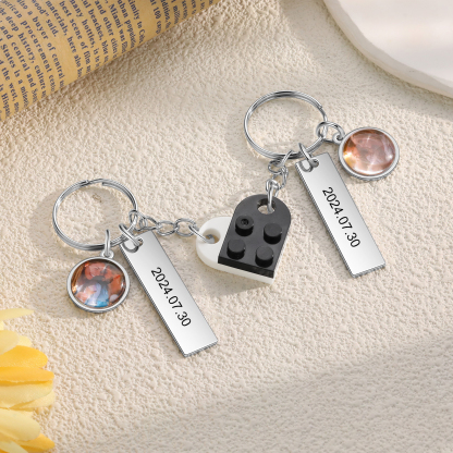 Personalised Heart-Shaped Keychain with Custom Date, Name & Photo - Perfect Gift for Couples | Jessmade