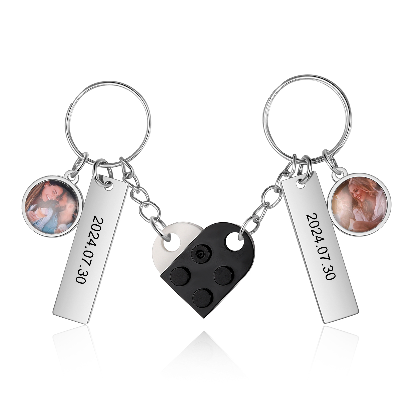 Personalised Heart-Shaped Keychain with Custom Date, Name & Photo - Perfect Gift for Couples | Jessmade