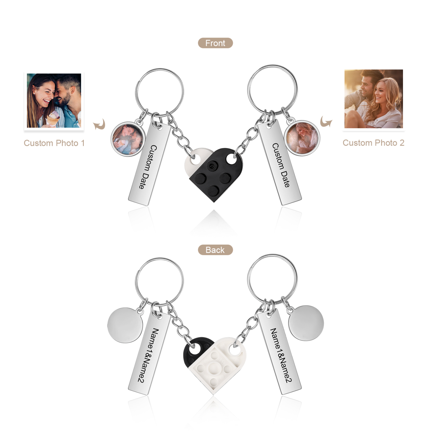 Personalised Heart-Shaped Keychain with Custom Date, Name & Photo - Perfect Gift for Couples | Jessmade