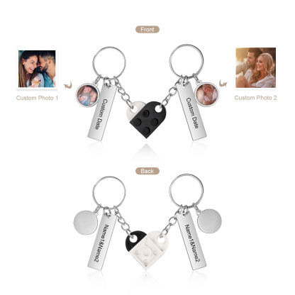 Personalised Heart-Shaped Keychain with Custom Date, Name & Photo - Perfect Gift for Couples | Jessmade