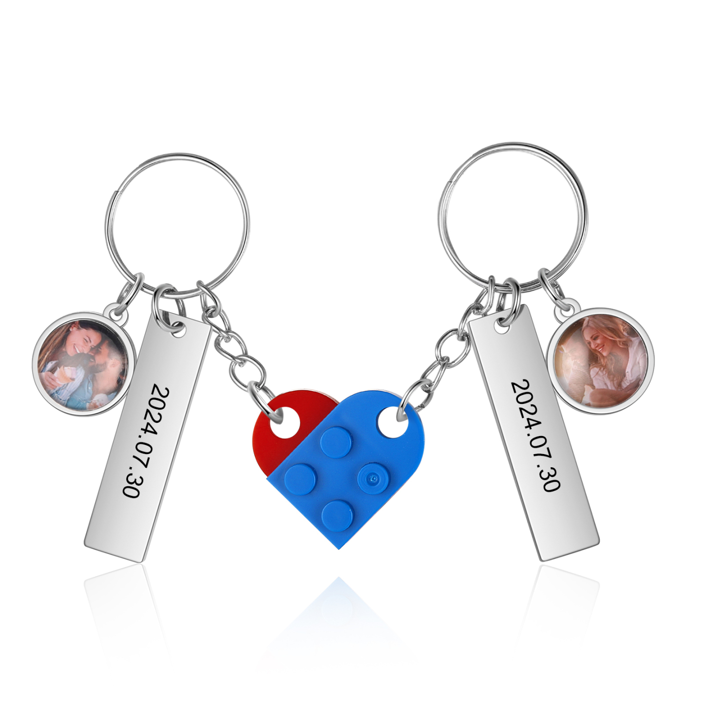 Personalised Heart-Shaped Keychain with Custom Date, Name & Photo - Perfect Gift for Couples | Jessmade