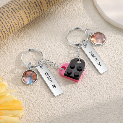 Personalised Heart-Shaped Keychain with Custom Date, Name & Photo - Perfect Gift for Couples | Jessmade