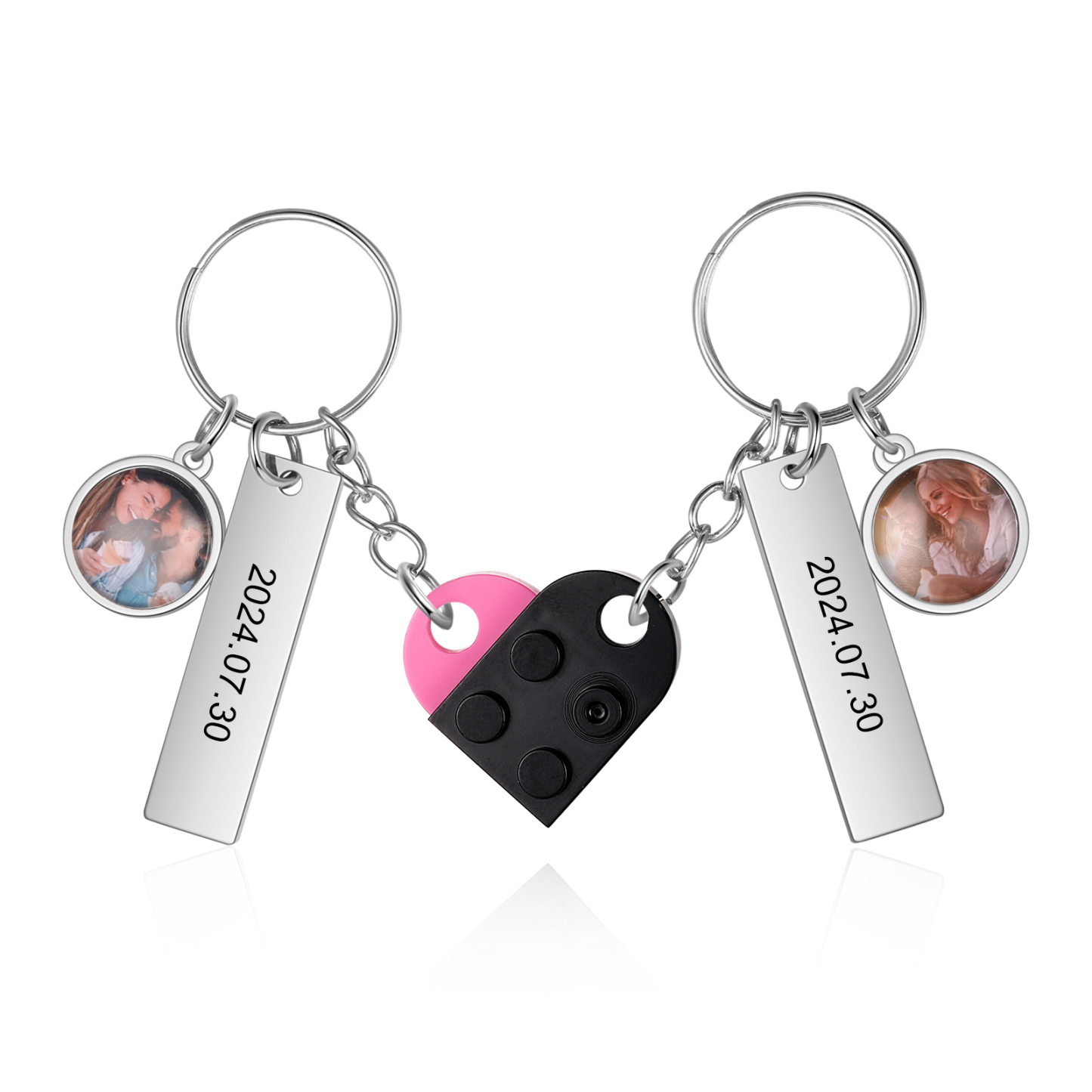 Personalised Heart-Shaped Keychain with Custom Date, Name & Photo - Perfect Gift for Couples | Jessmade