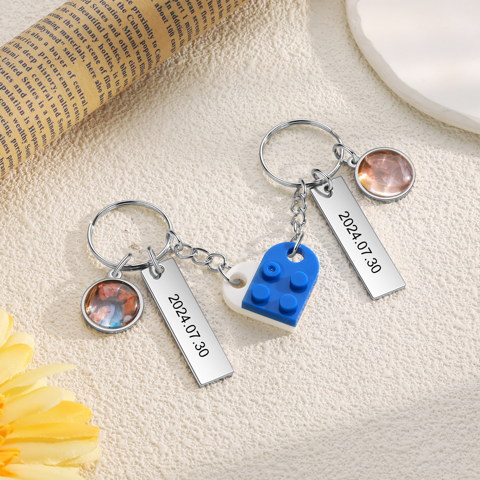 Personalised Heart-Shaped Keychain with Custom Date, Name & Photo - Perfect Gift for Couples | Jessmade