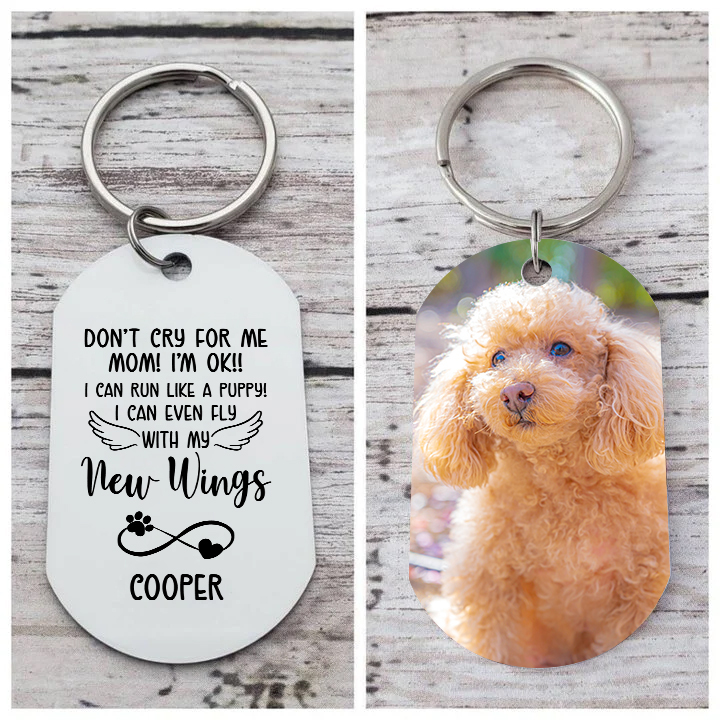 Personalized Custom Dog Photo and Name Stainless Steel Keychain - Don'