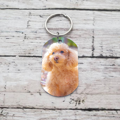 Personalized Custom Dog Photo and Name Stainless Steel Keychain - Don't Cry Mom, I Got New Wings