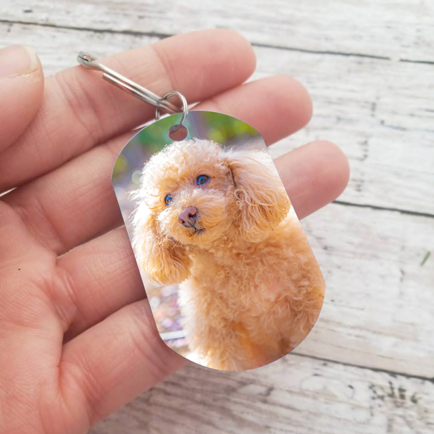 Personalized Custom Dog Photo and Name Stainless Steel Keychain - Don't Cry Mom, I Got New Wings