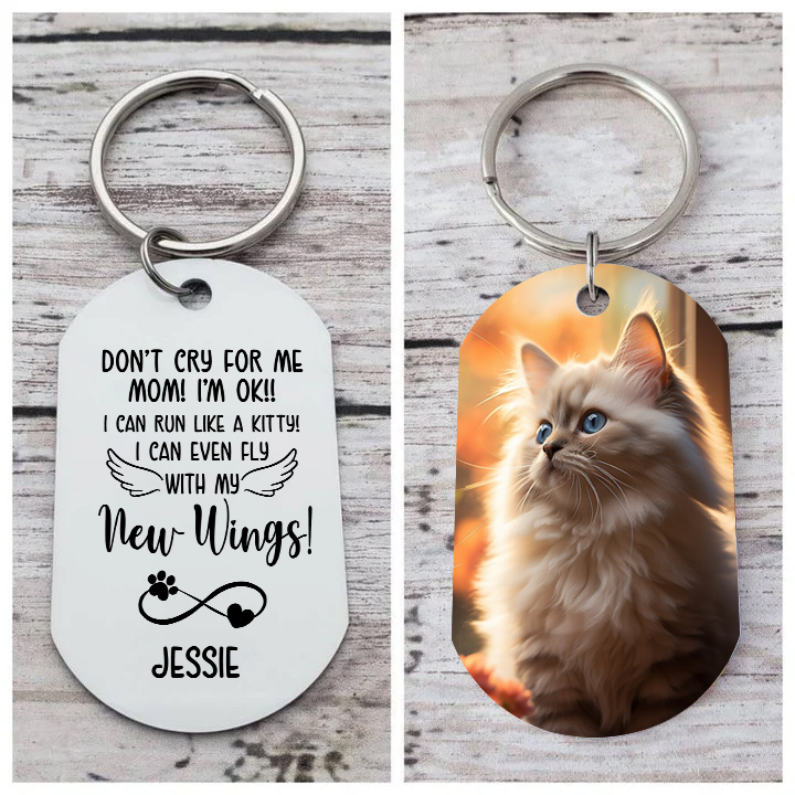 Personalized Custom Dog Photo and Name Stainless Steel Keychain -Don't