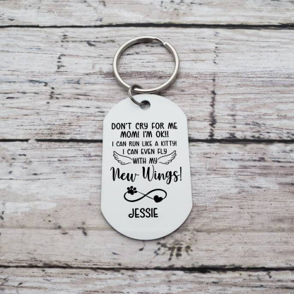 Personalized Custom Dog Photo and Name Stainless Steel Keychain -Don't Cry For Me Mom!  I'm Ok