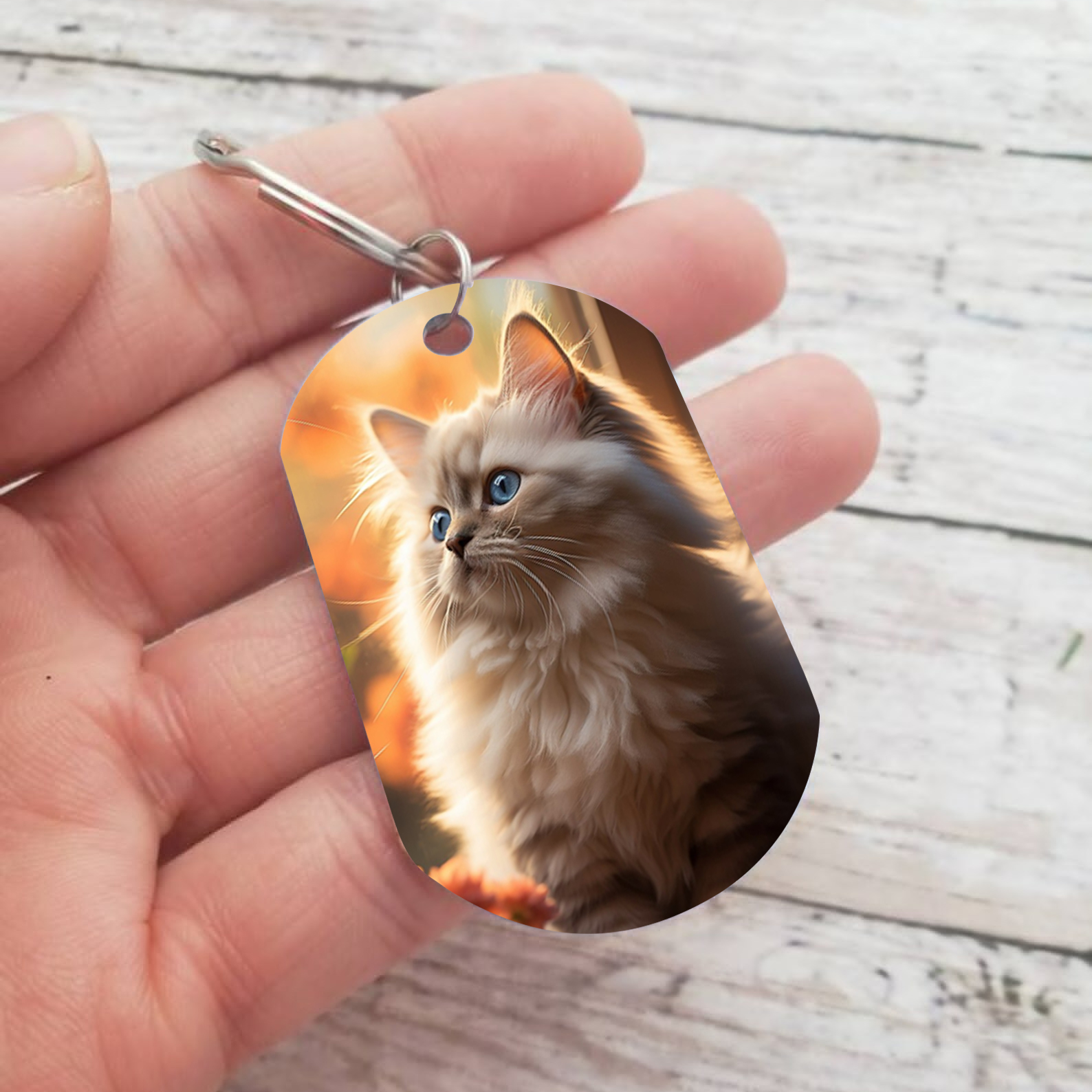 Personalized Custom Dog Photo and Name Stainless Steel Keychain -Don't Cry For Me Mom!  I'm Ok