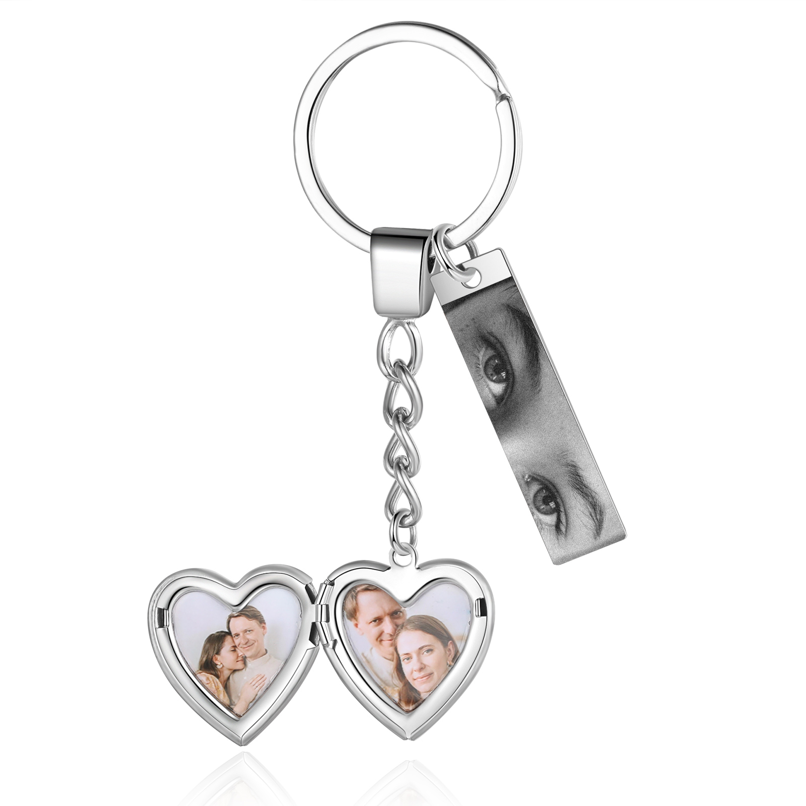Personalised Eye Keyring with Custom 3 Photos Heart Charms Christmas Gift for Him | Jessemade
