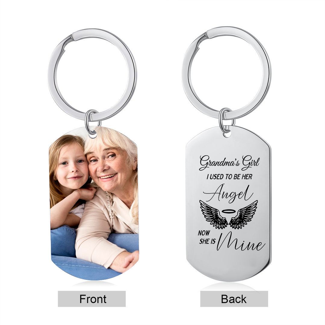 Personalized Memorial Keyring Custom Photo and Text Keyring - Memorial Angel Design | Jessmade