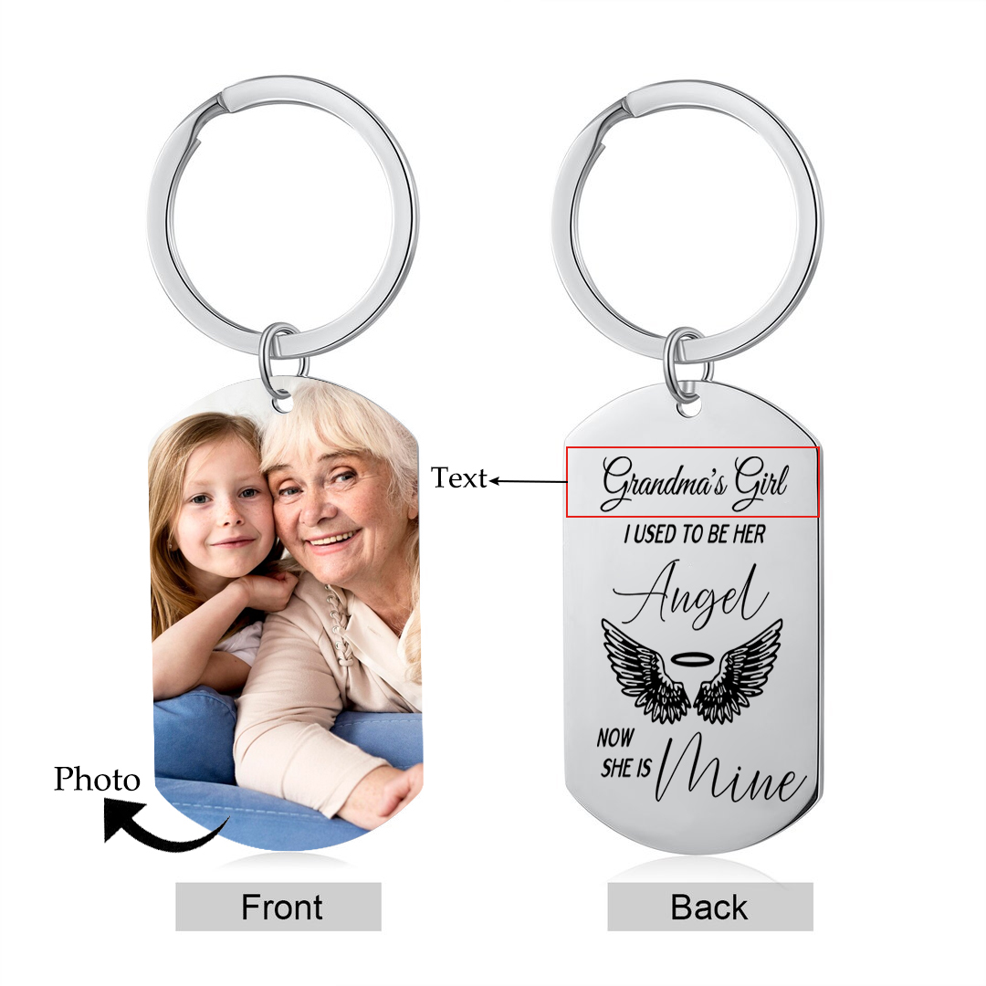 Personalized Memorial Keyring Custom Photo and Text Keyring - Memorial Angel Design | Jessmade