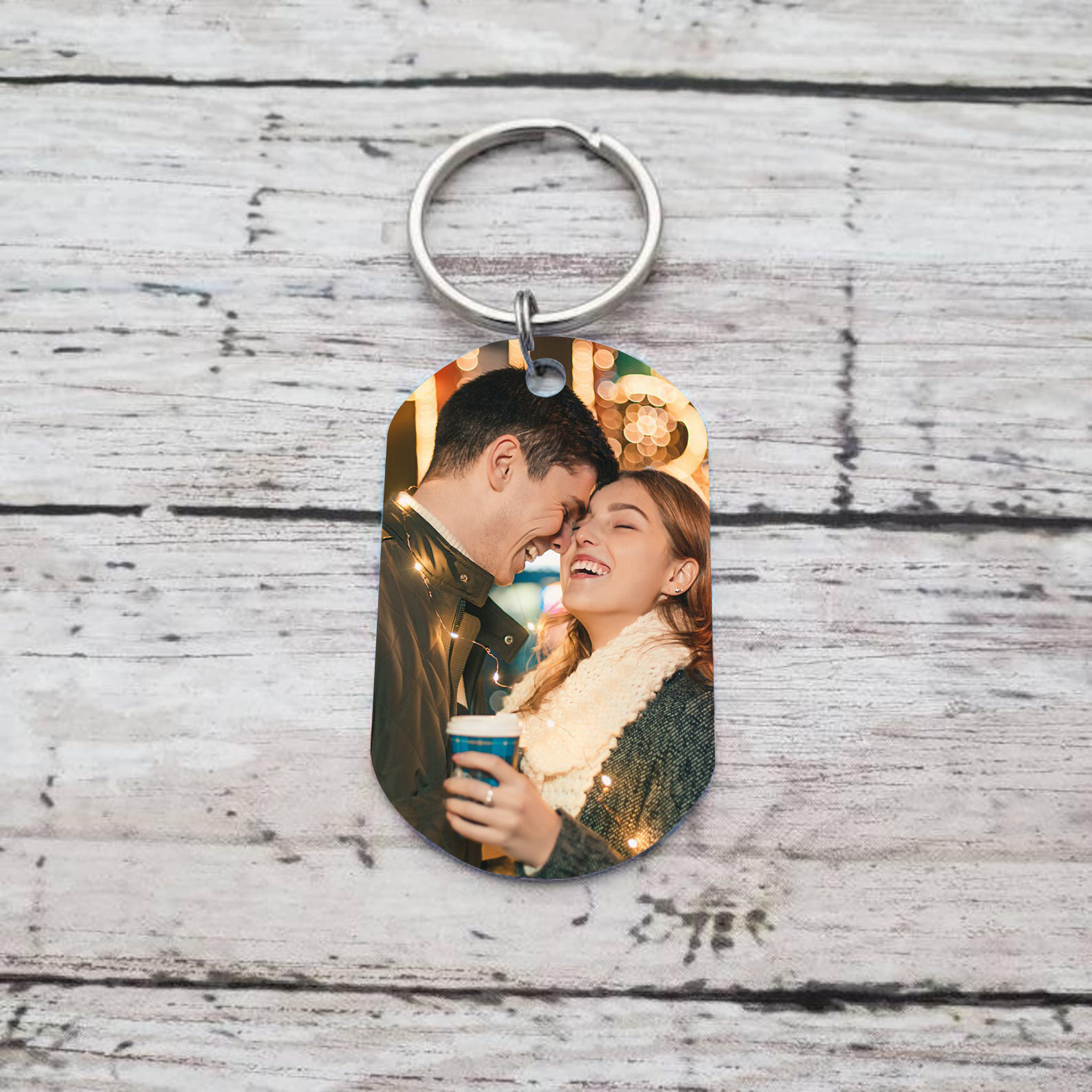 Personalized Lovers Stainless Steel Keychain – Customizable with 2 Letters & Foto & Date & 1 Text Keepsake Gift for Couple| Jessmade