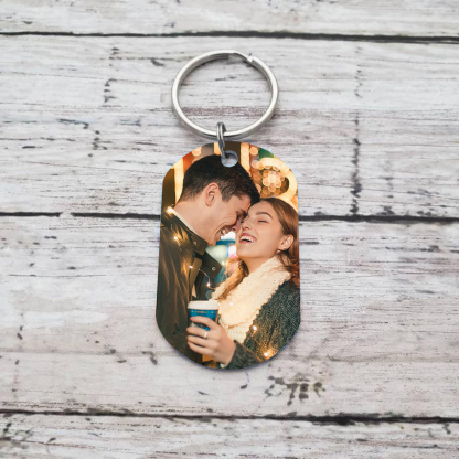 Personalized Lovers Stainless Steel Keychain – Customizable with 2 Letters & Foto & Date & 1 Text Keepsake Gift for Couple| Jessmade