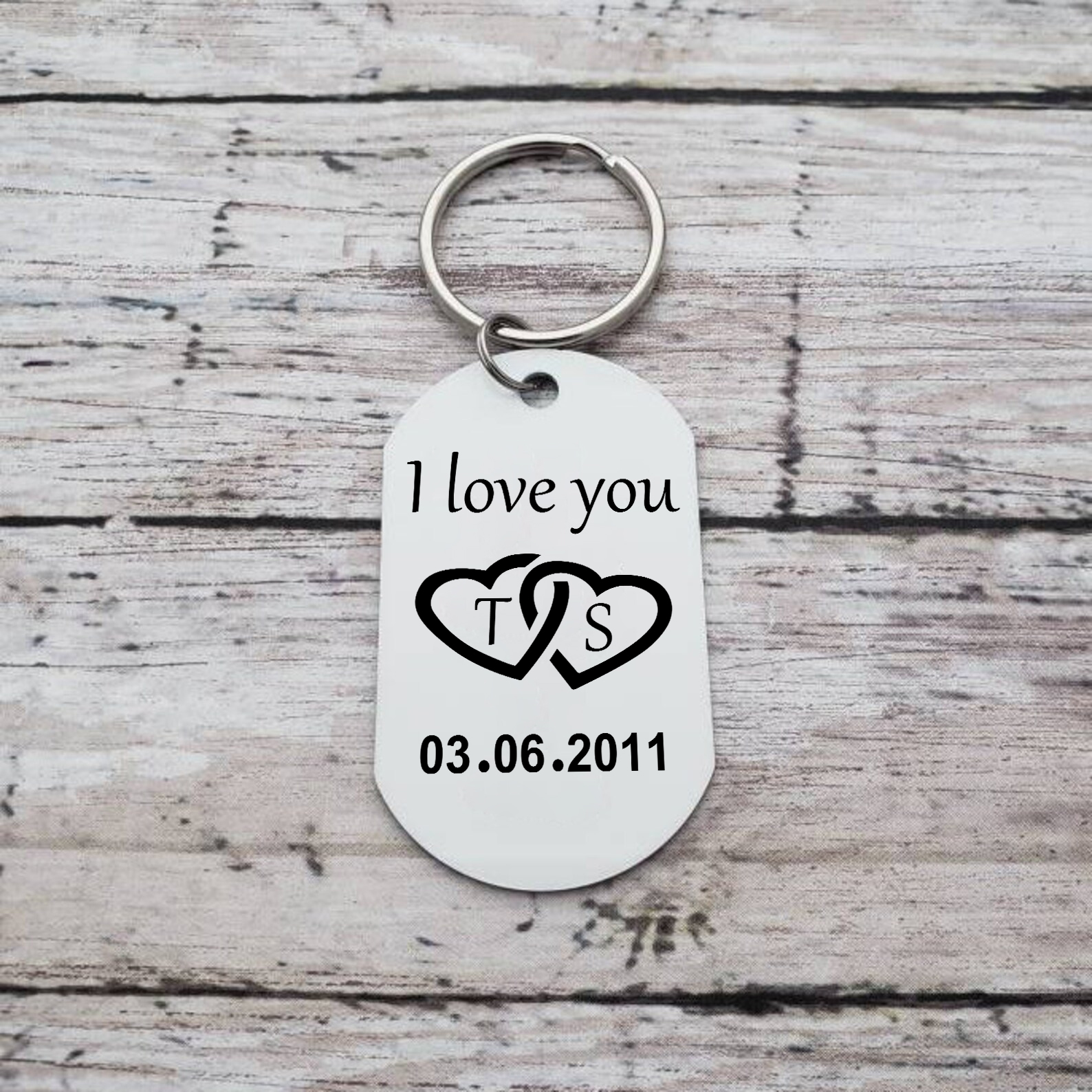 Personalized Lovers Stainless Steel Keychain – Customizable with 2 Letters & Foto & Date & 1 Text Keepsake Gift for Couple| Jessmade
