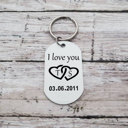 Personalized Lovers Stainless Steel Keychain – Customizable with 2 Letters & Foto & Date & 1 Text Keepsake Gift for Couple| Jessmade