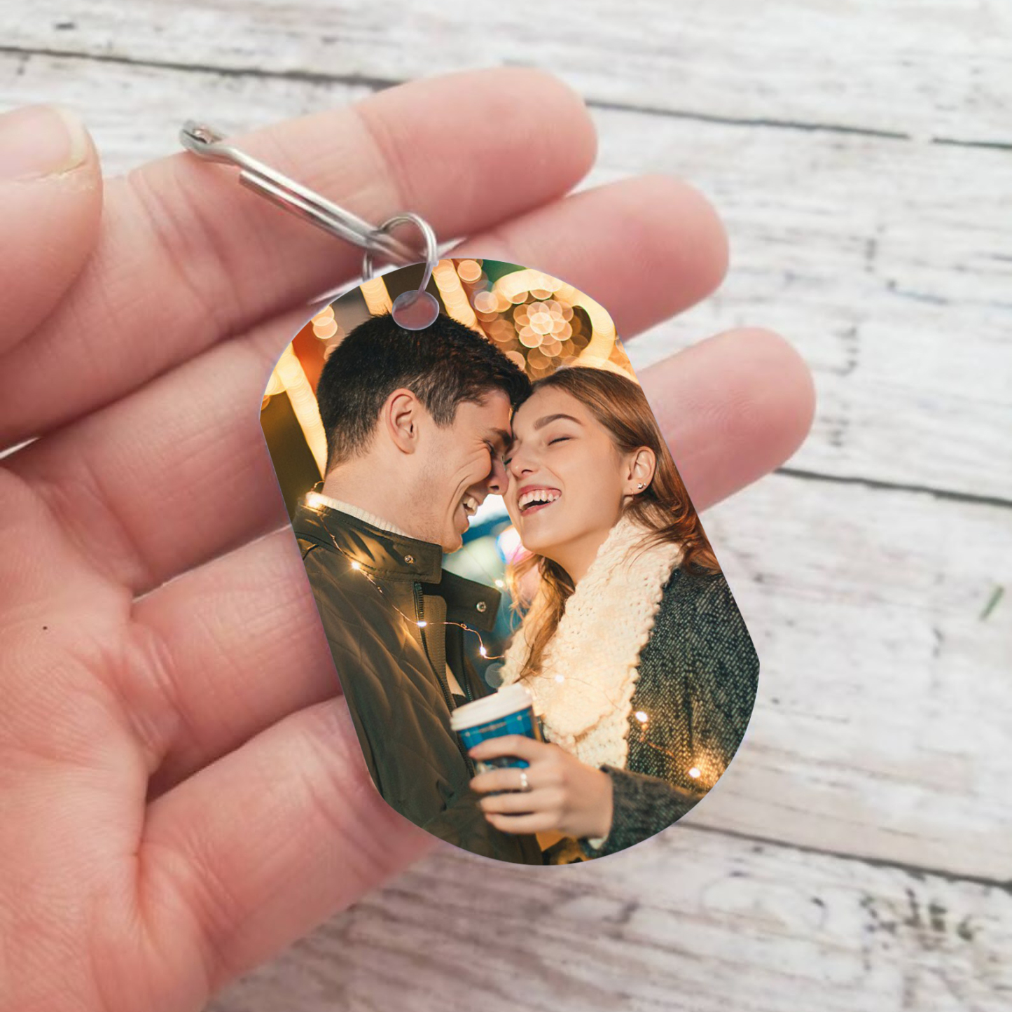 Personalized Lovers Stainless Steel Keychain – Customizable with 2 Letters & Foto & Date & 1 Text Keepsake Gift for Couple| Jessmade