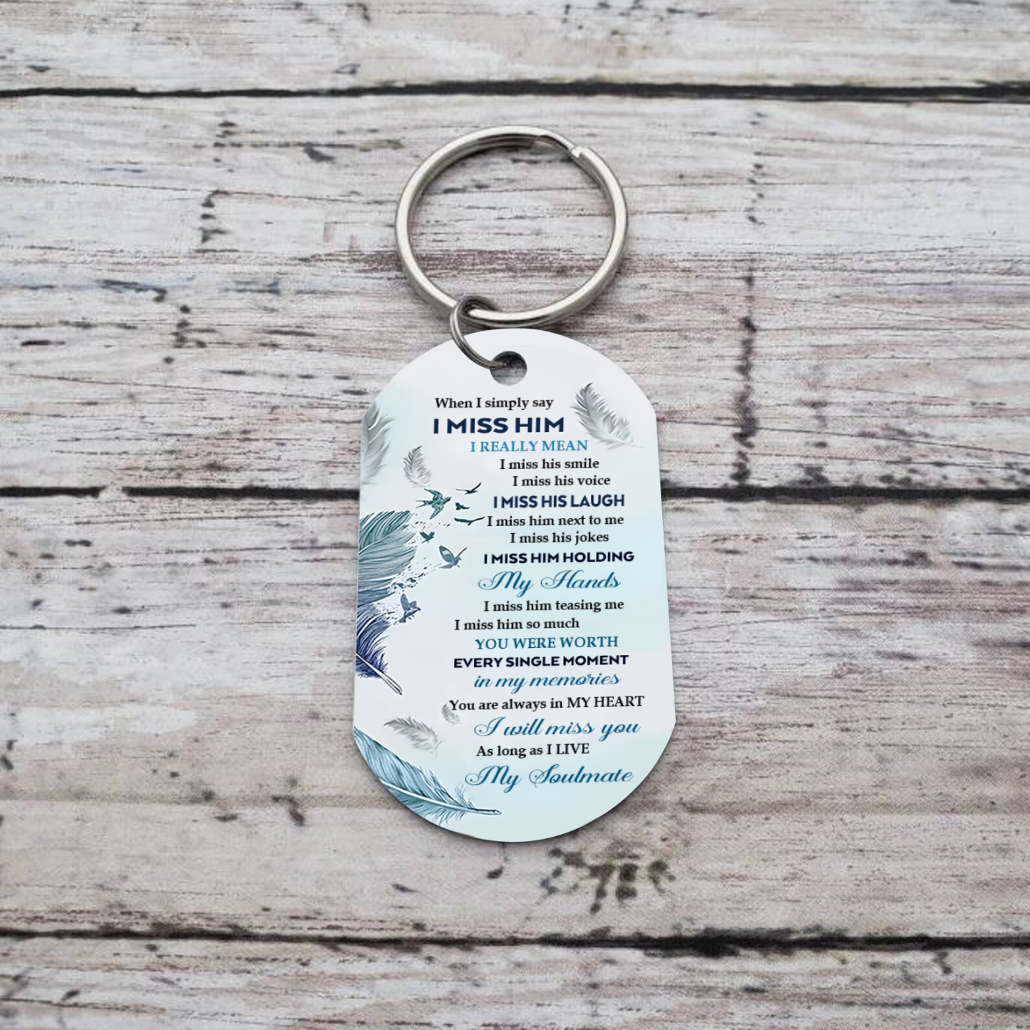 Personalized Memorial Keychain With Custom Photo & Name Keychain - "I will miss you as long as I live"