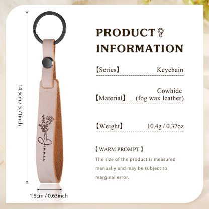 Personalised Keyring with Birthflower Custom Name Birthday Gift for Her | Jessemade