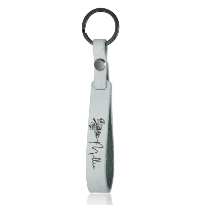 Personalised Keyring with Birthflower Custom Name Birthday Gift for Her | Jessemade