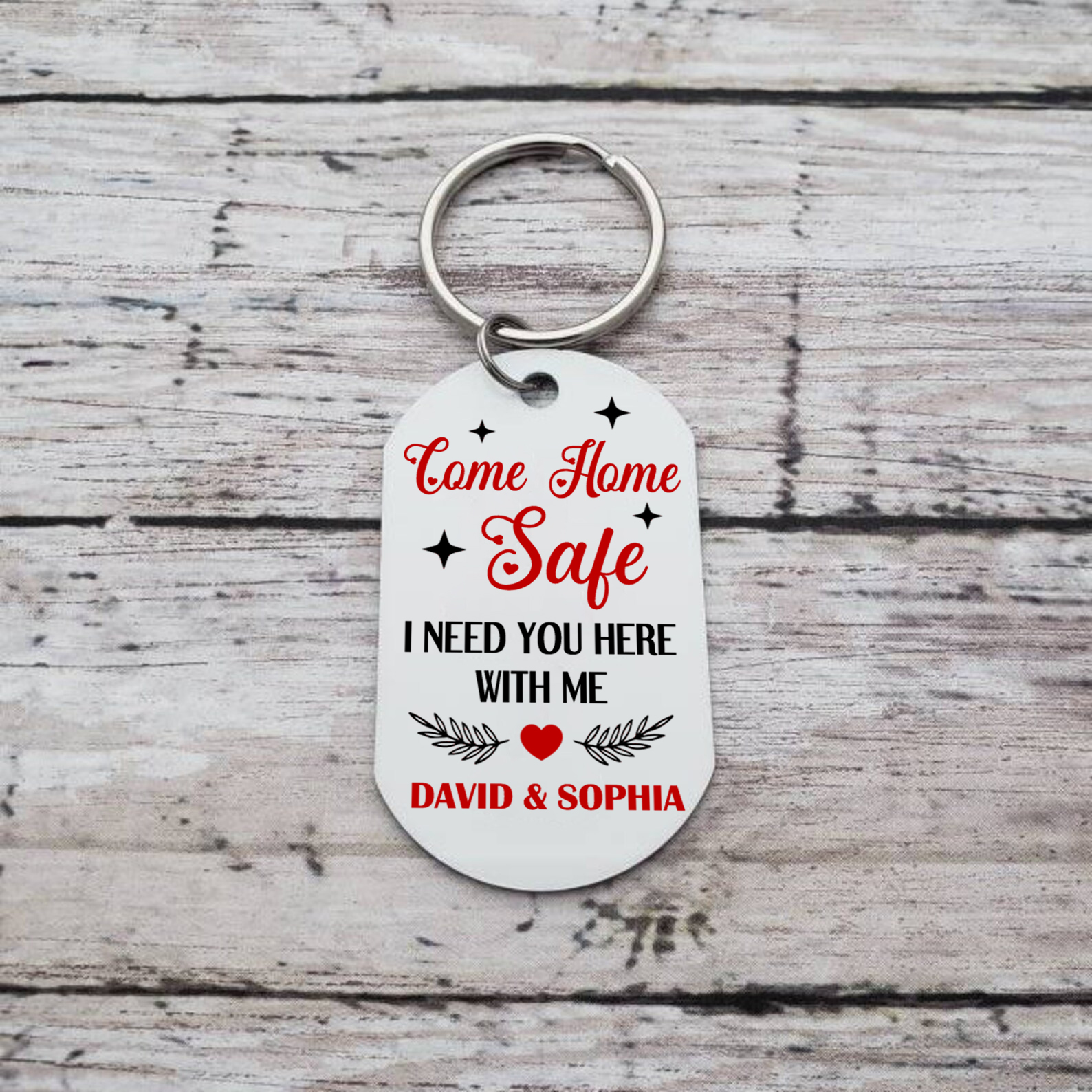 Personalised Stainless Steel Couples Keyring with Custom Photo & 2 Names Christmas Gift for Him | Jessemade