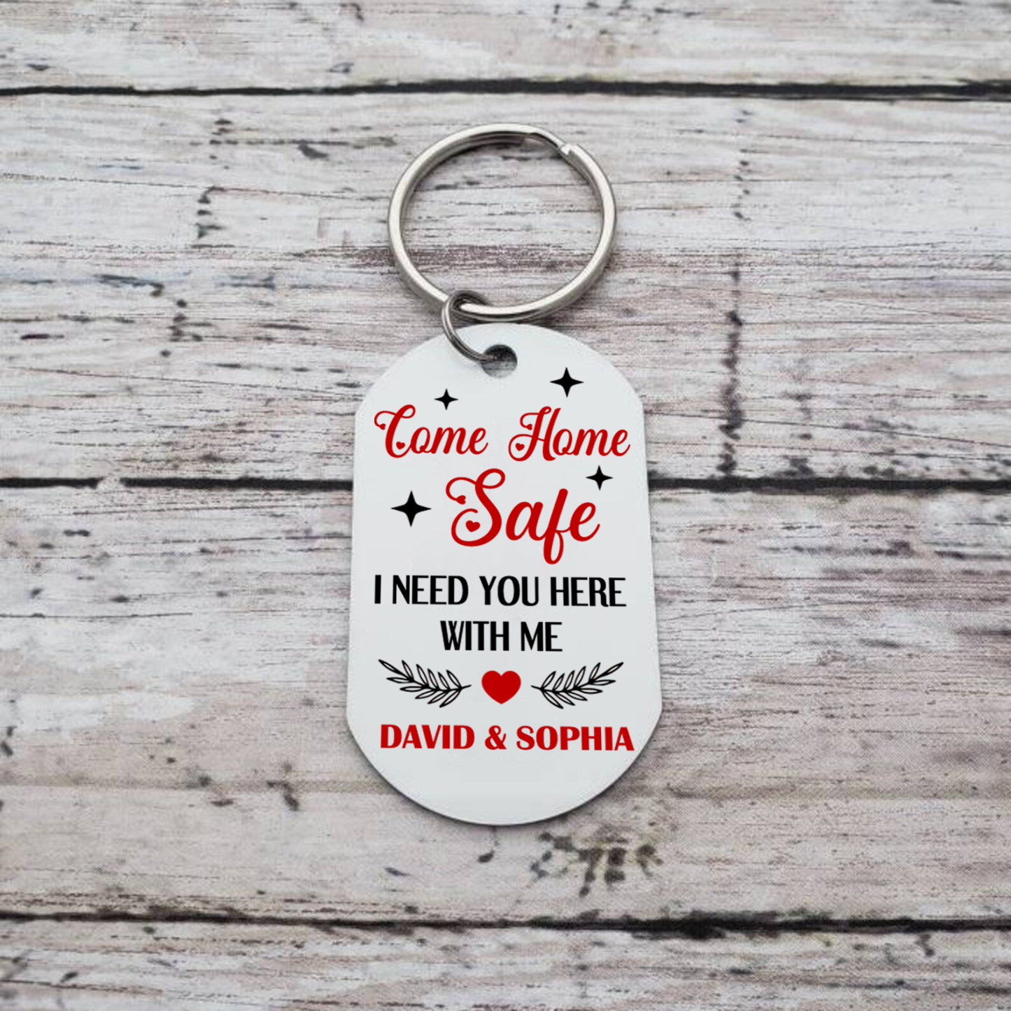 Personalised Stainless Steel Couples Keyring with Custom Photo & 2 Names Christmas Gift for Him | Jessemade
