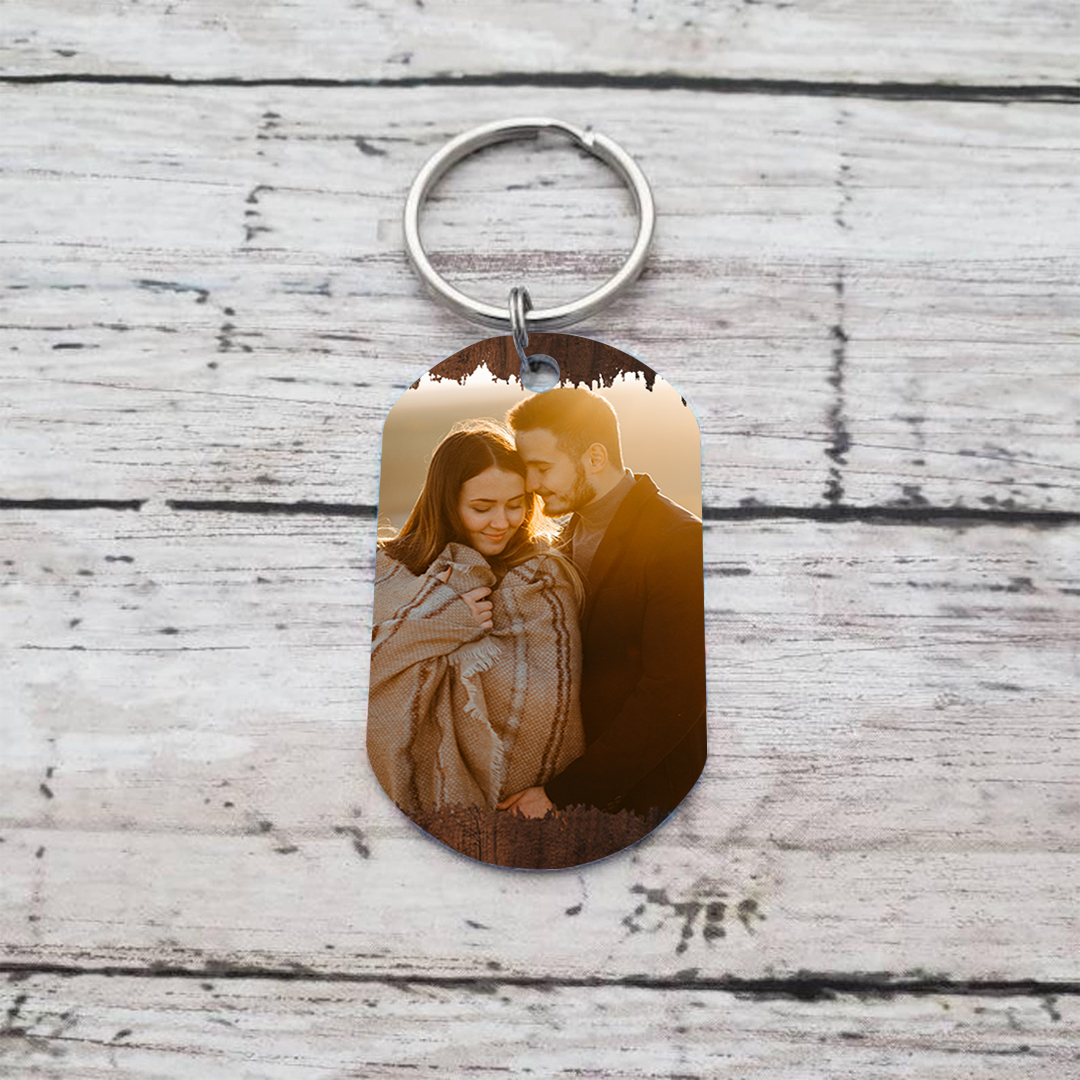 Personalised Stainless Steel Couple Keyring with Custom 2 Names & Photo Thoughtful Gift for Him/Her | Jessemade