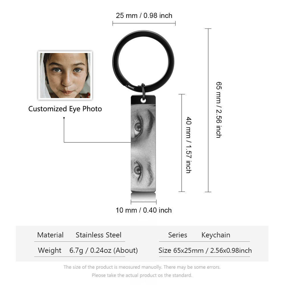 Custom Eye Photo Stainless Steel Keyring - Available in Silver & Gold & Black - Christmas Gift for Wife/Mum/Daughter/Sister | Jessemade