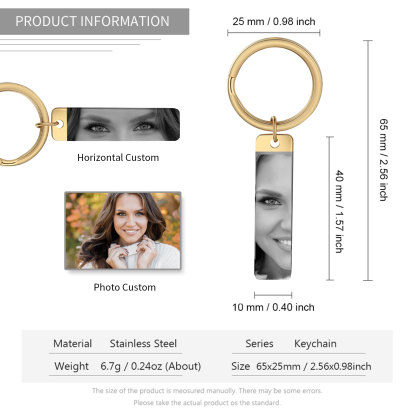 Custom Eye Photo Stainless Steel Keyring - Available in Silver & Gold & Black - Christmas Gift for Wife/Mum/Daughter/Sister | Jessemade