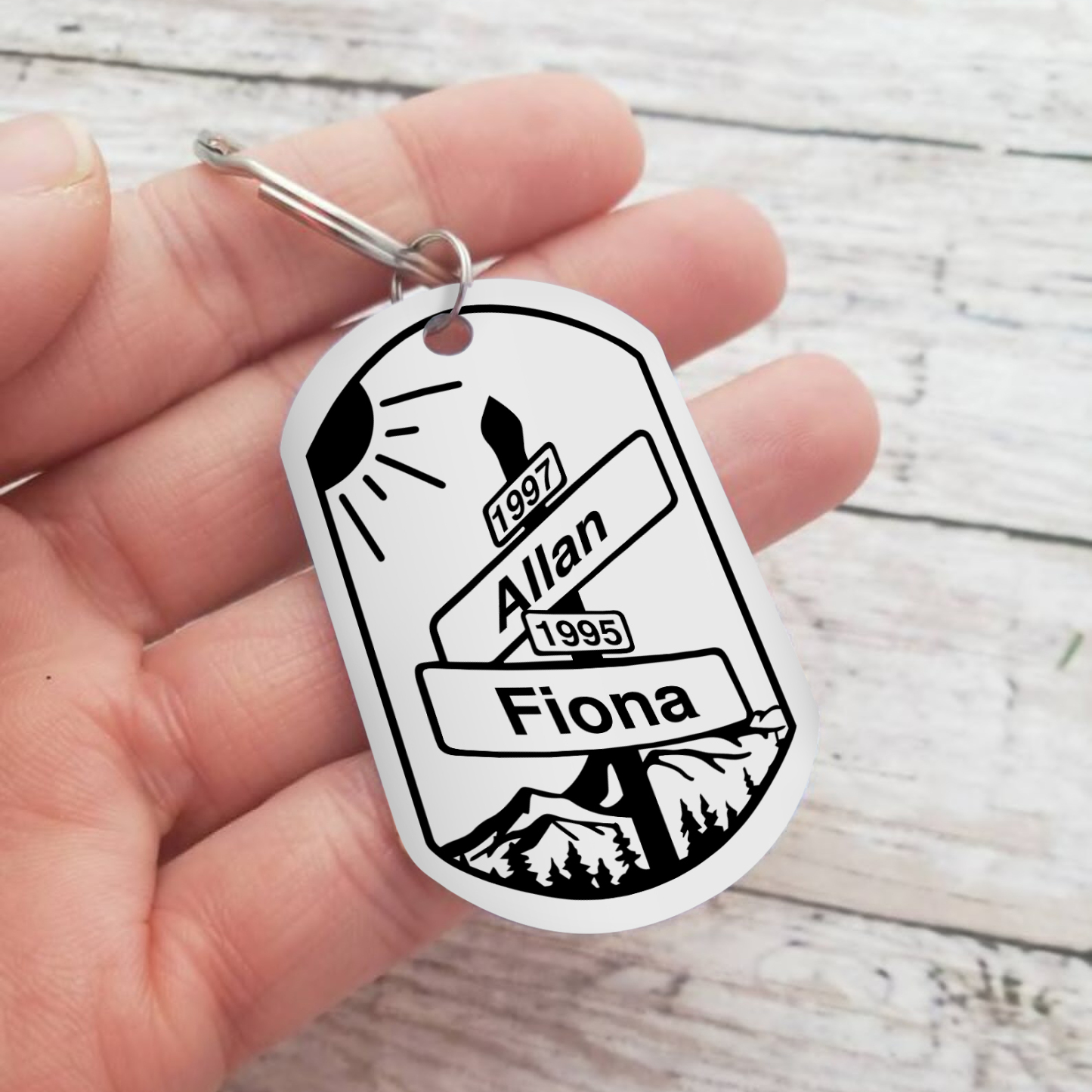 Personalized Stainless Steel Couple Keyring with Custom 2 Names, 2 Years & Date Valentine's gift for Him | Jessemade